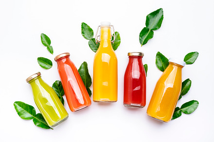 Citrus fruit juices, fresh and smoothies, food background, top v, a Food & Drink Photo by 5PH