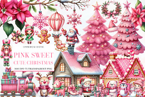 Pink Sweet Cute Christmas Clipart, an Illustration by Designworld