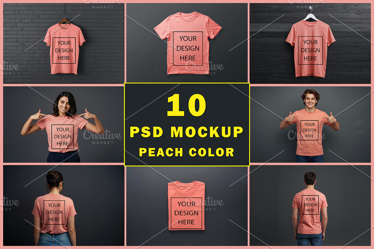 T-Shirt Mockup - Peach Edition, a Shirt Mockup by ForhadGFX (Photo 1 of 12)