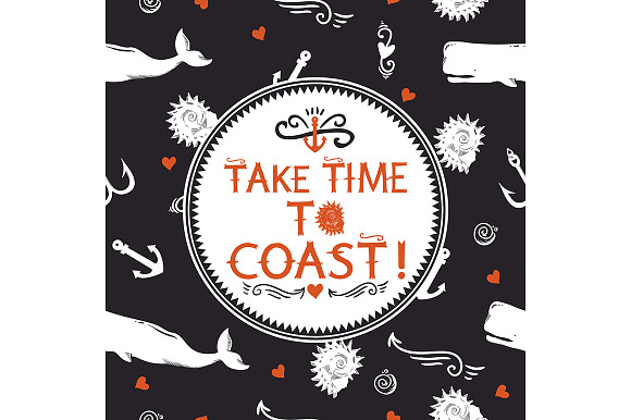 Tile pattern with marine elements preview 3