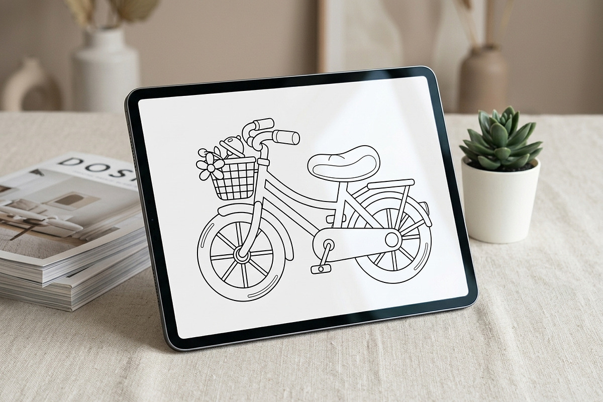 112 Bicycle Coloring Pages for Kids, a Transportation Illustration by ikarifq shop (Photo 4 of 5)
