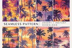 8 Sunset Serenade Seamless Patterns