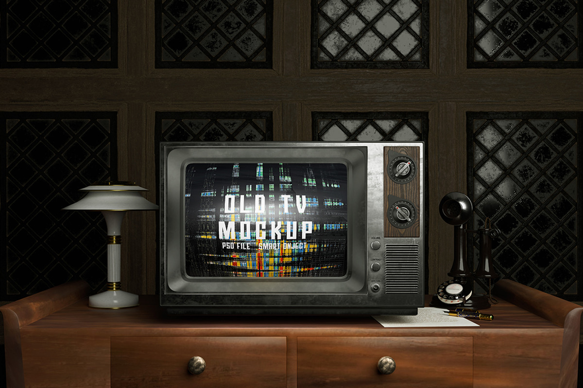 Retro Old Tv Mockup, a Wearable Device Mockup by Artlogs x Modaldesain (Photo 2 of 3)