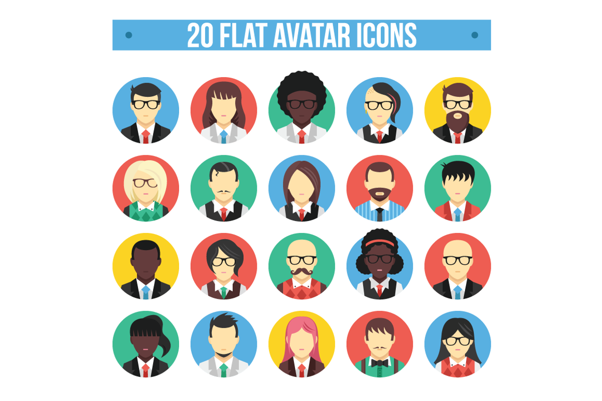 20 Flat Avatar Icons, an Icon by Magurok (Photo 1 of 3)