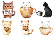 Cat Silhouette Love Coffee Clipart, an Illustration by Designworld (Thumbnail 5 of 6)