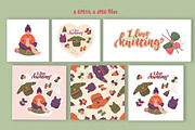 Knitting Girl Vector Clipart Set, a Person Illustration by Natali_Zhy (Thumbnail 4 of 4)