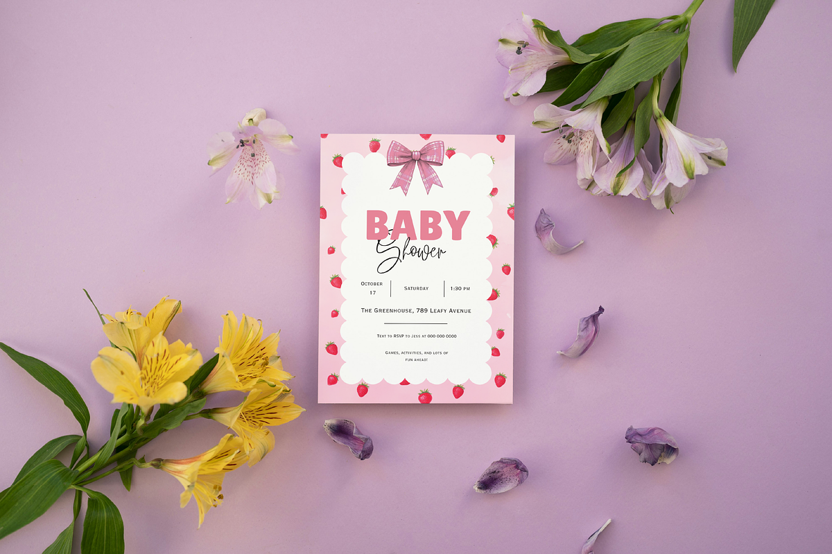 Strawberry Baby Shower Invitation, an Invitation Template by Little Creative Scribbles (Photo 4 of 5)