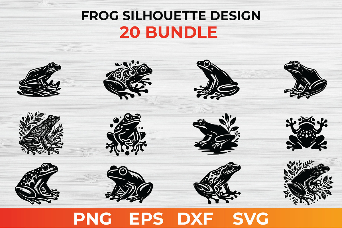 Frog Silhouette Design bundle, an Animal Illustration by bossdesigner (Photo 1 of 3)