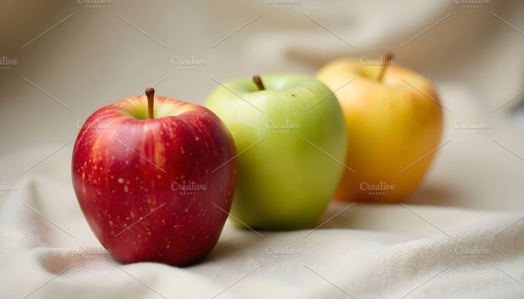 Three Fresh Apples Captured With Sof, a Photo by LOGOCREATIVE