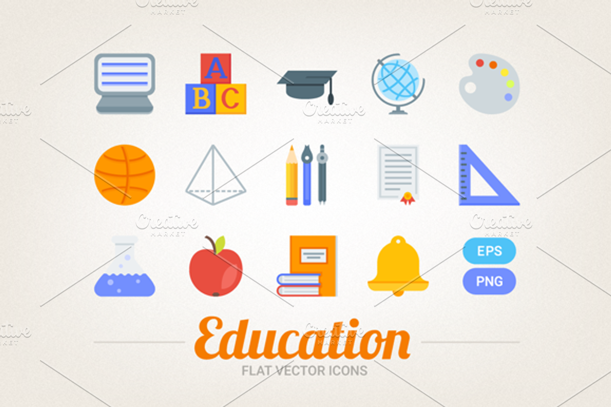 Flat educational icons