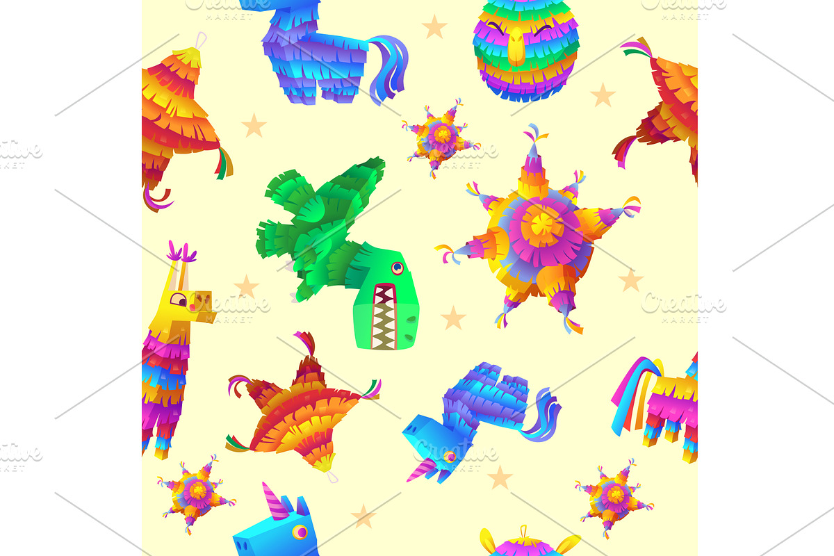 Pinata. pattern with colored mexican, an Object Illustration by Onyx