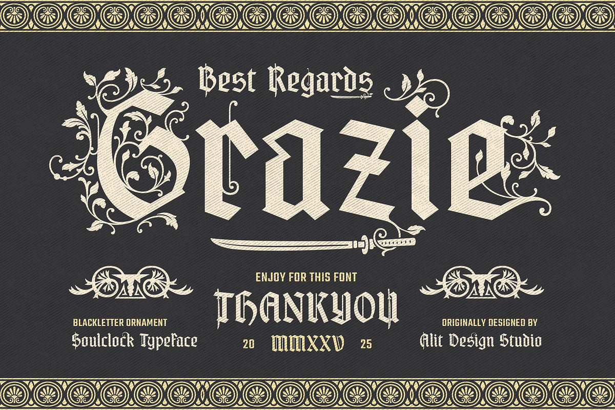 Soul Clock Typeface, a Blackletter Font by alit design (Photo 20 of 20)