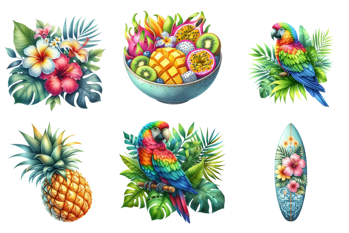 Summer Tropical Clipart, a Seasonal Illustration by DreamArtGraphic (Photo 4 of 4)