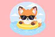 Cartoon Fox Relaxing at the Beach, an Animal Illustration by Artpon Illustration (Thumbnail 3 of 3)