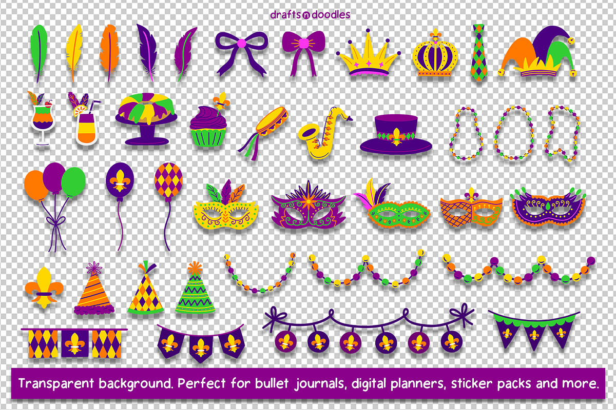 Mardi Gras Parade Graphics Set, a Pattern Graphic by Drafts n Doodles (Photo 3 of 12)