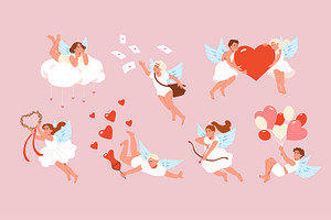 Cupids set, Valentine's Day cards, a Person Illustration by PaperTrident