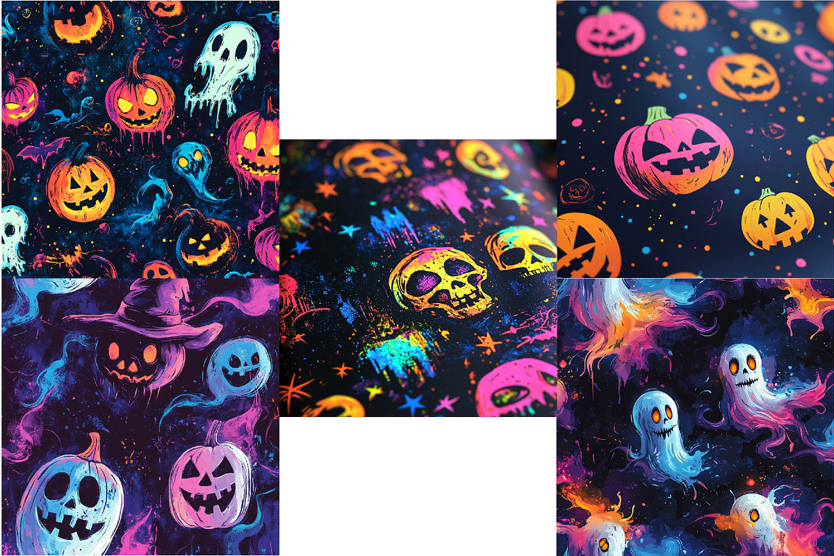 Neon Halloween Digital Paper, an Illustration by DreamPrint404 (Photo 2 of 3)