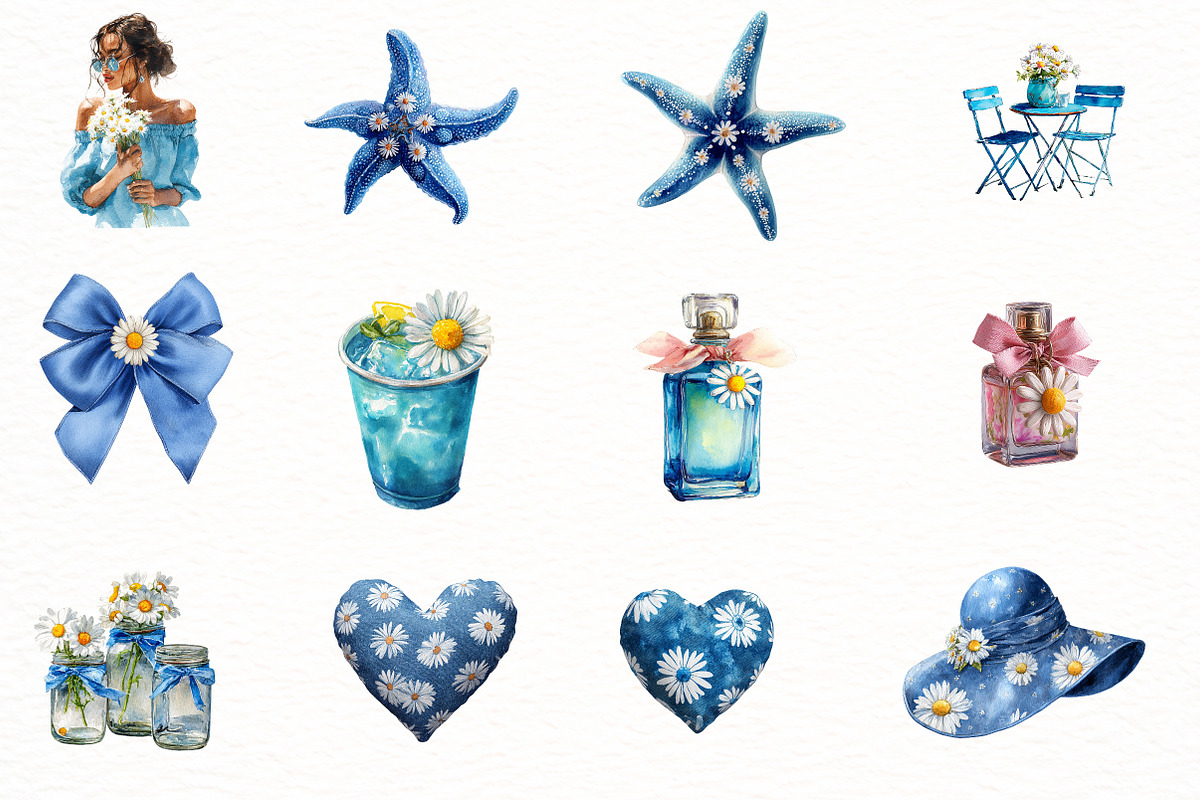 Watercolor Summer Daisy Clipart, an Illustration by Designworld (Photo 2 of 5)