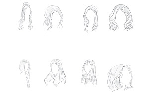 Womens Hair Set 5 Procreate Brush