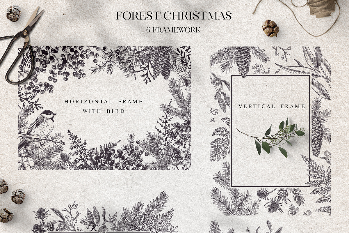 Forest Christmas  b&w, a Decorative Illustration by Lisla (Photo 6 of 11)