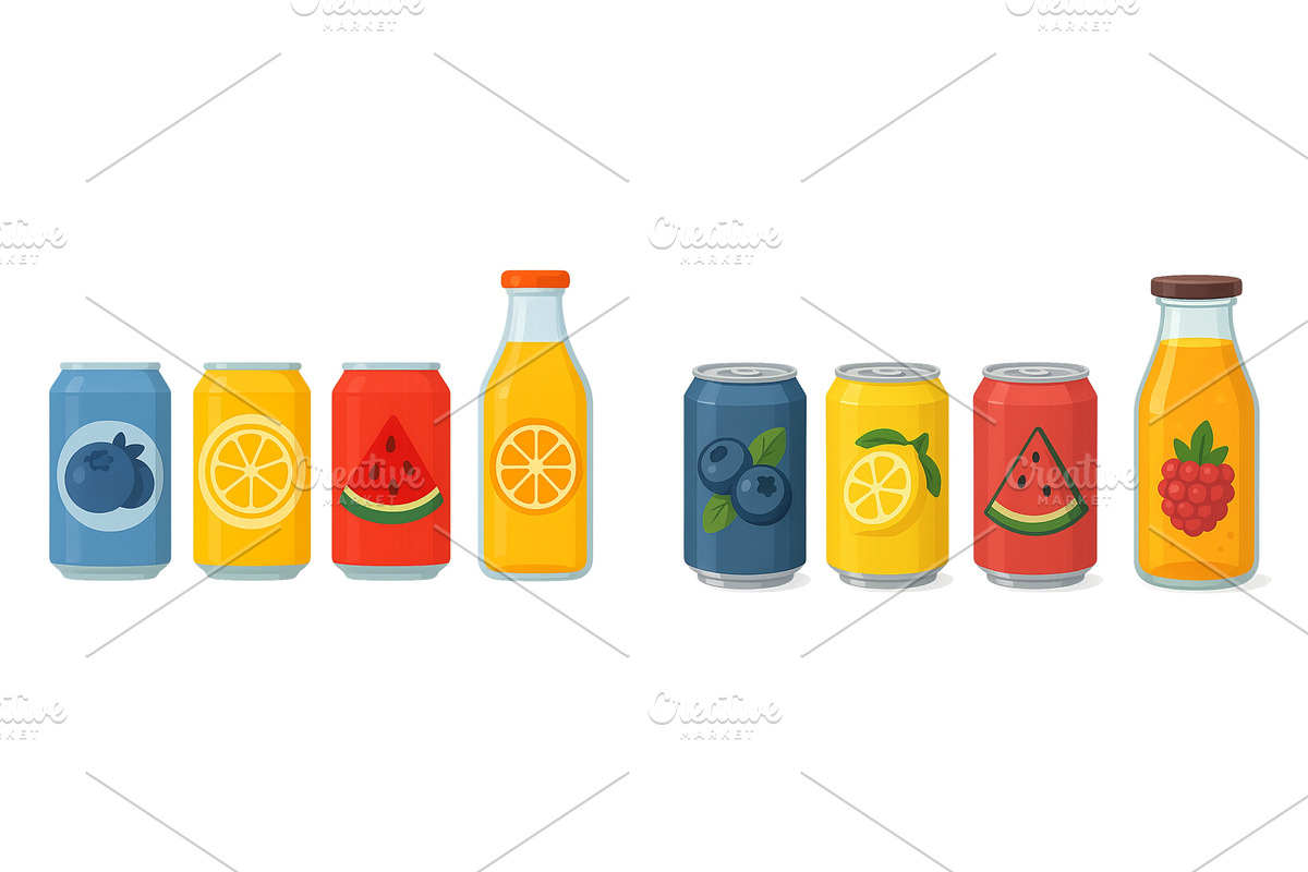 Colorful beverage illustrations, a Food Illustration by ZinetroN