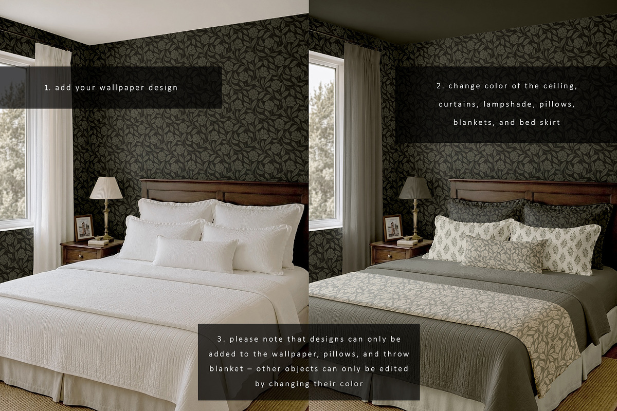 Elegant Bedroom Wallpaper Mockup, a Household Mockup by LinnestCreative (Photo 2 of 6)