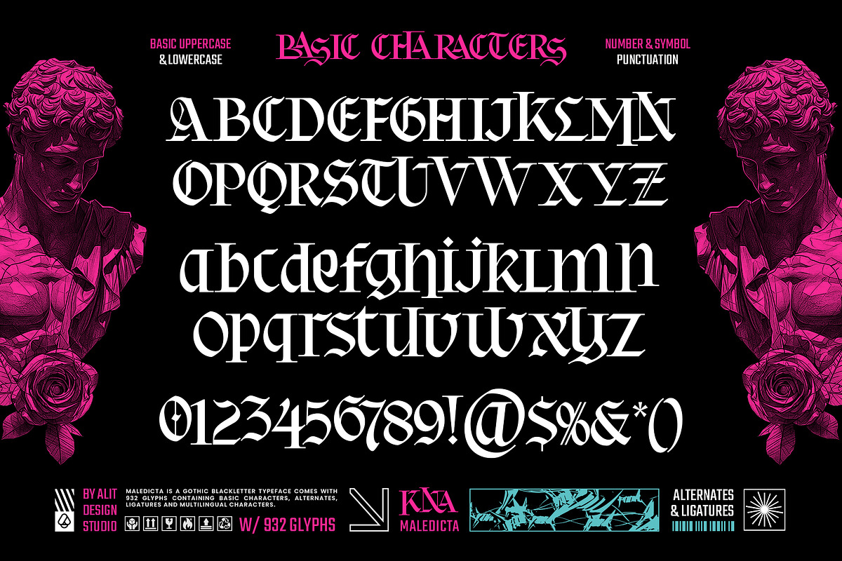 Maledicta Typeface, a Blackletter Font by alit design (Photo 5 of 16)