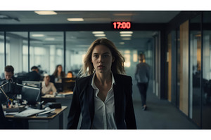 Businesswoman walking through modern, an Illustration by tilialucida