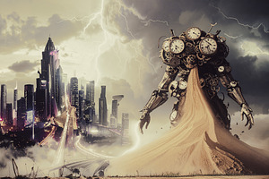 Battle with time conceptual digital illustration, a Technology Illustration by DanFLCreativo