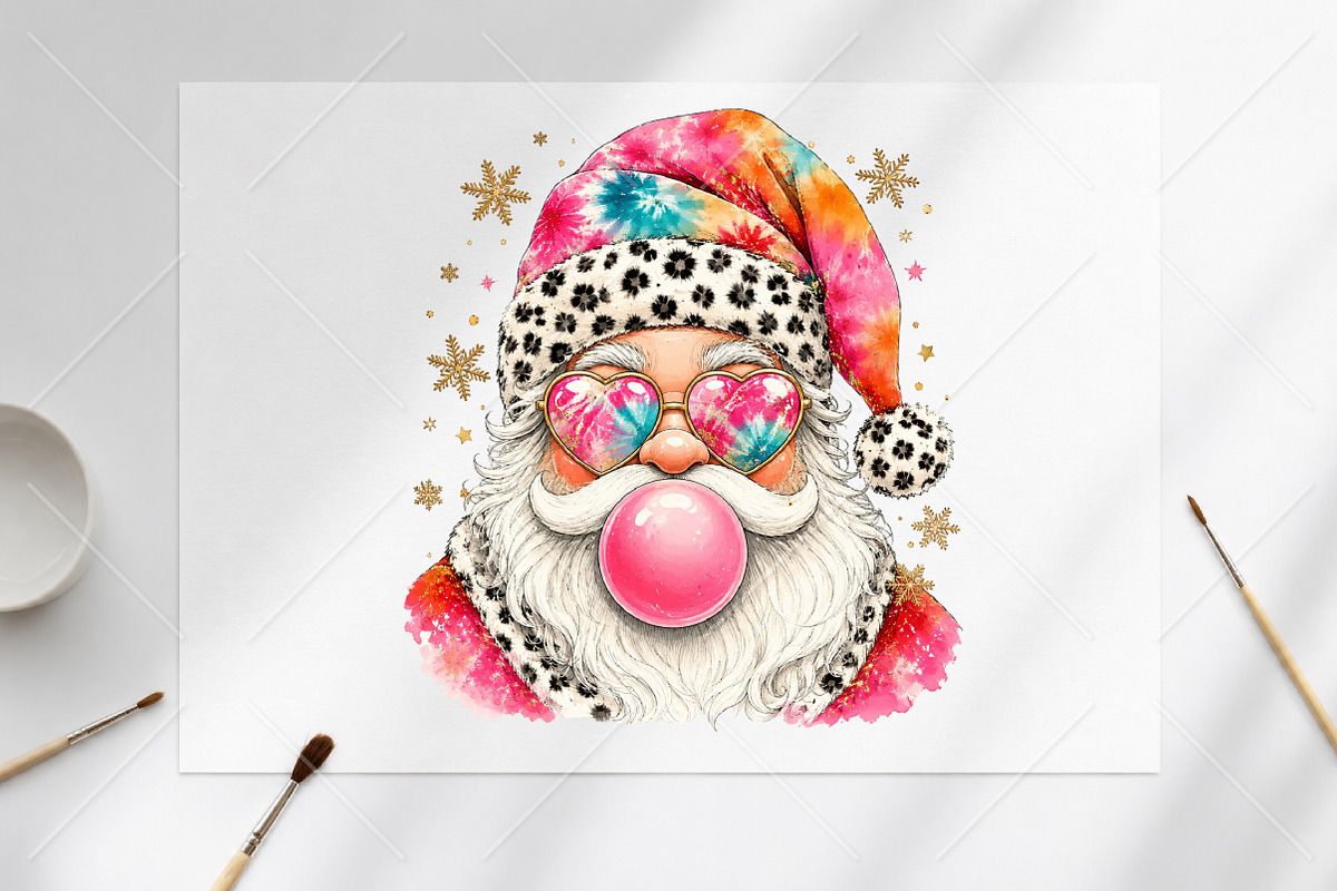 Trendy Christmas Santa Bubblegum PNG, a Seasonal Illustration by Canvas Craft (Photo 6 of 6)