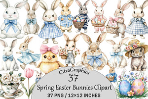 Spring Easter Bunnies, an Illustration by CitraGraphics