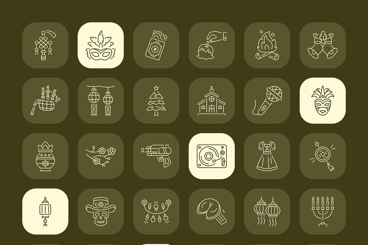 Festival Icon Art Set, an Outline Icon by Prosymbols (Photo 7 of 7)