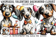 Whimsical Valentine Dachshund Clipar, an Illustration by OK Design (Thumbnail 1 of 6)