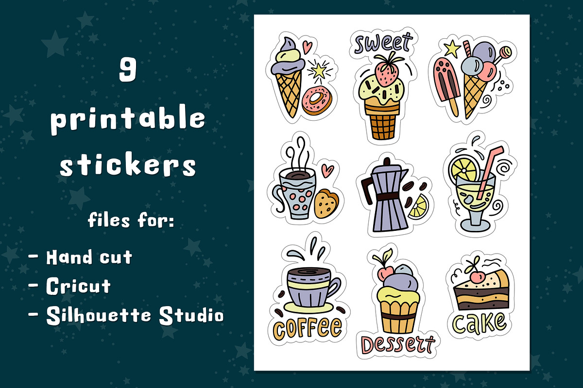 Sweets stickers. Dessert clipart, a Graphic by rinaletters (Photo 2 of 5)