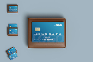 Credit Card Mockup With Wallet