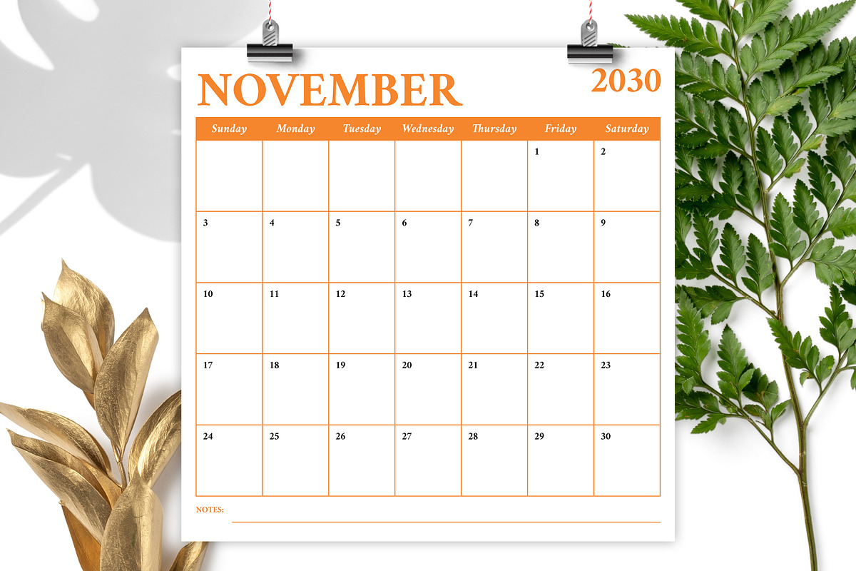 2030 12x12 COLOR Calendar Template, a Stationery Template by Running With Foxes (Photo 6 of 6)