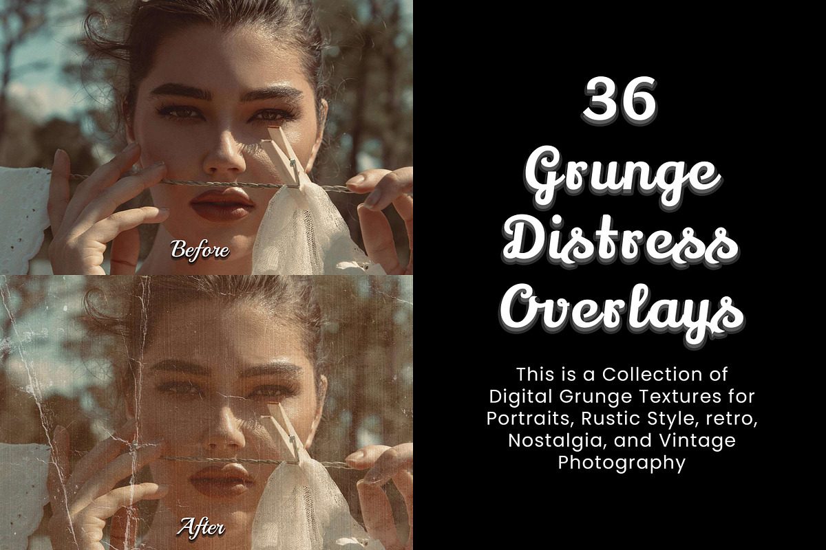 36 Grunge Distress Overlays, a Texture Graphic by 3Motional (Photo 6 of 11)