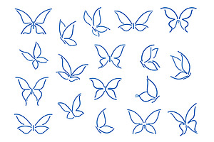 Set Of Butterfly Silhouettes