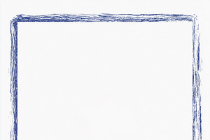 Hand drawing blue rectangle frame with textured border on white, an Illustration by Studio ANNA