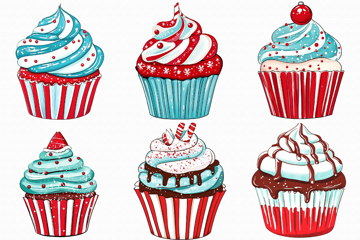 Christmas Cupcake Clipart, an Illustration by Libby Wishes (Photo 4 of 7)