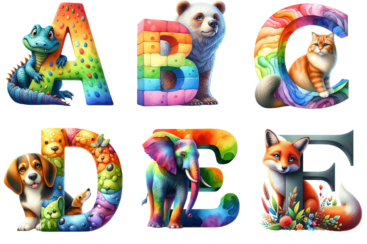 Watercolor Animal Alphabet Clipart, an Illustration by CraftArtStudio (Photo 2 of 6)