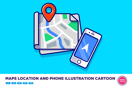 Maps Location And Phone Illustration, a Technology Illustration by Catalyst Labs