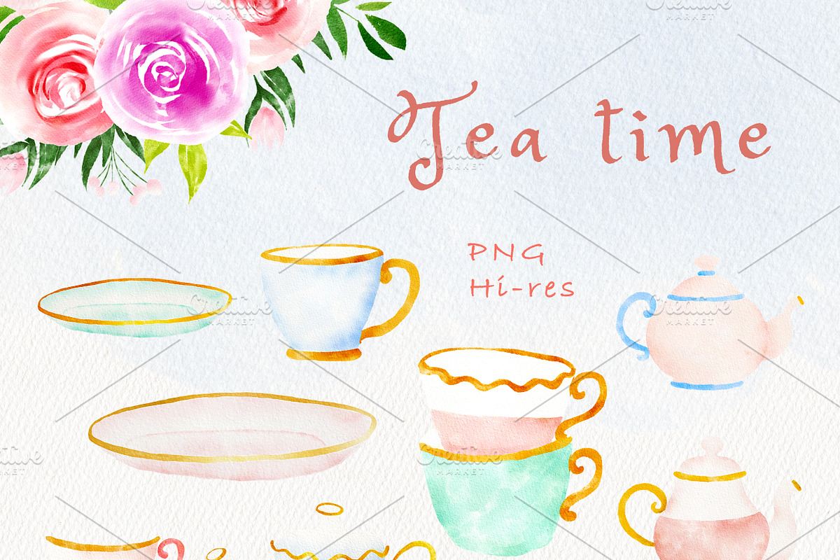Tea time party bunny clipart, an Illustration by heyiamalice (Photo 7 of 15)