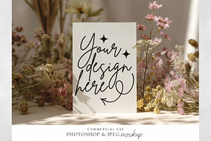 Natural Dried Floral Card Mockup, an Advertising Mockup by illuztrate