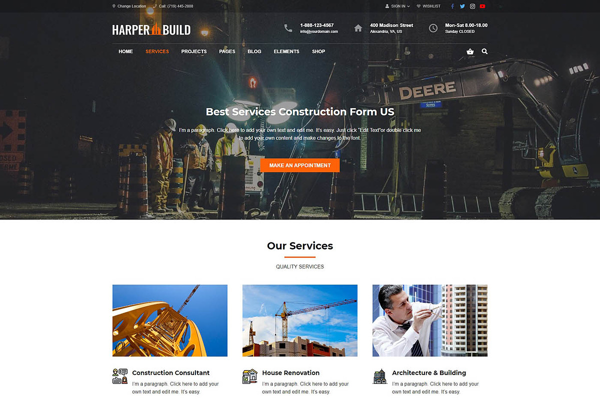 Harper – Construction & Business, a WordPress Template by Cherry Wordpress Theme (Photo 3 of 9)