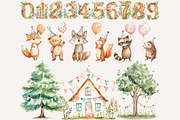 Woodland Party Watercolor Clipart, an Animal Illustration by ClipArtCharm (Thumbnail 2 of 4)