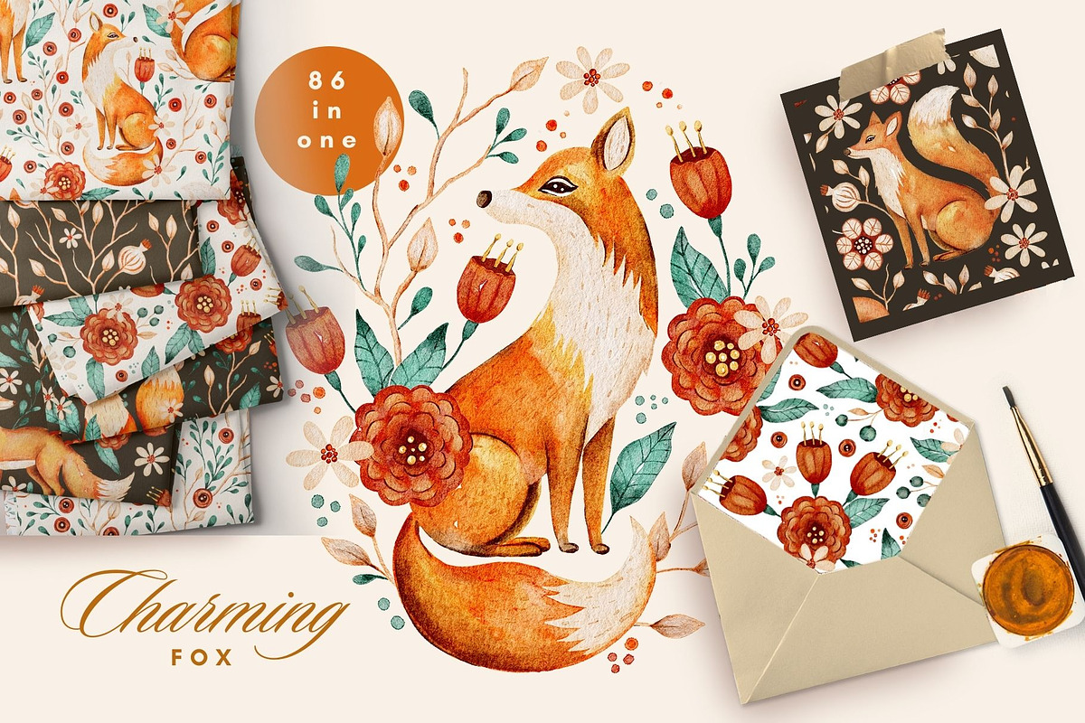 Fox Illustration Fall Watercolor, an Animal Illustration by Red Ink (Photo 1 of 9)