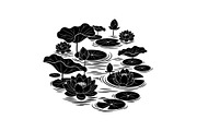 Lotus Pond Silhouette SVG Bundle, an Illustration by yasushie (Thumbnail 16 of 31)