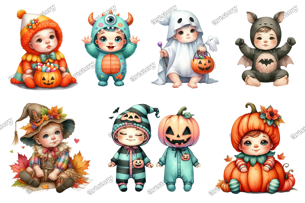 Autumn Spooky Cute Baby Clipart, a Graphic by designcity5 (Photo 3 of 5)