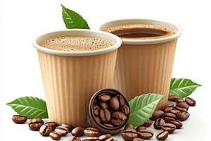Two Cups of Coffee Coffee Beans and, a Food & Drink Photo by Pixeness Studio